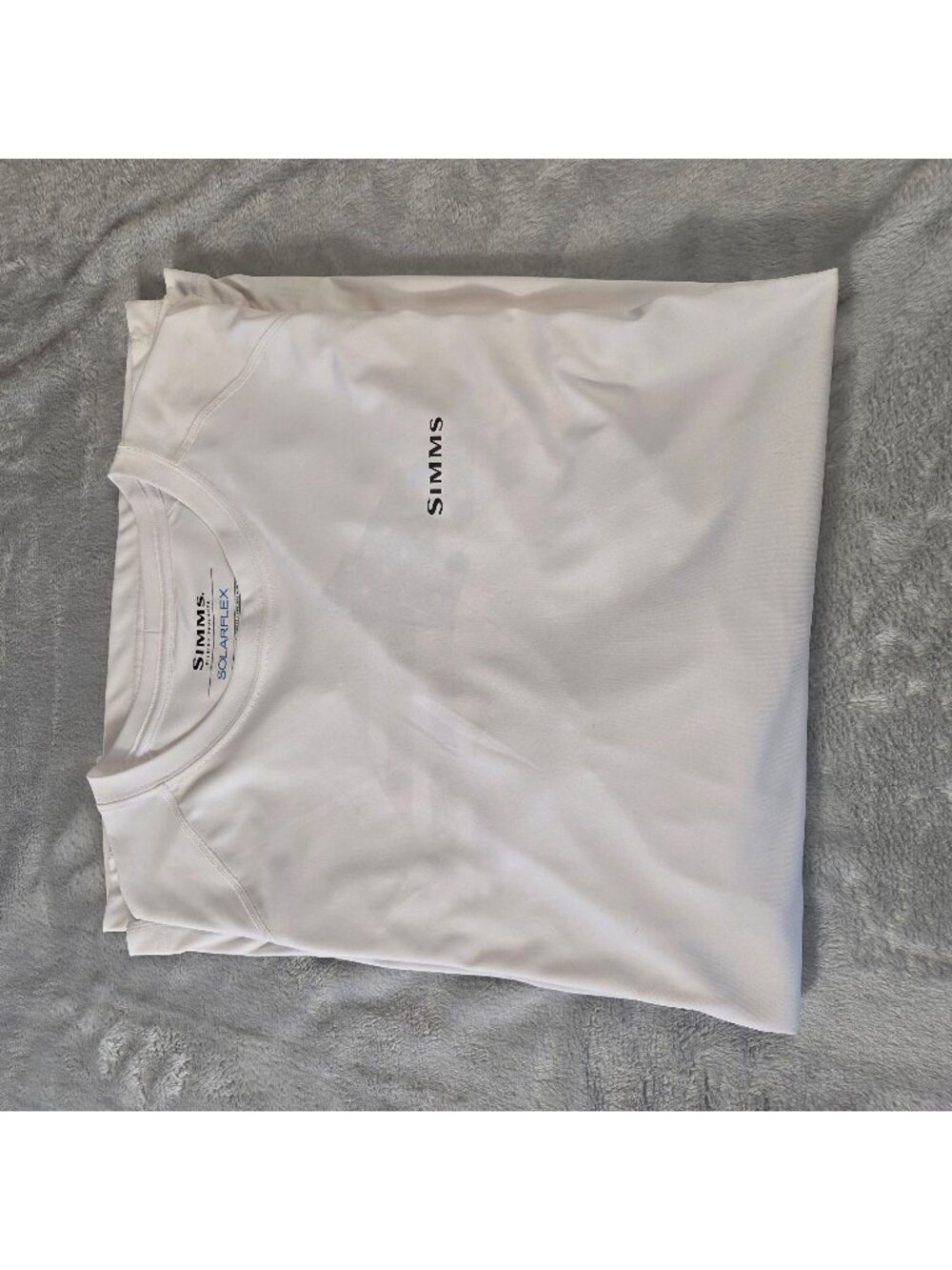 Simms Solarflex Long Sleeve Fishing Shirt Xl/Tg Upf 50 Sun White Polyester